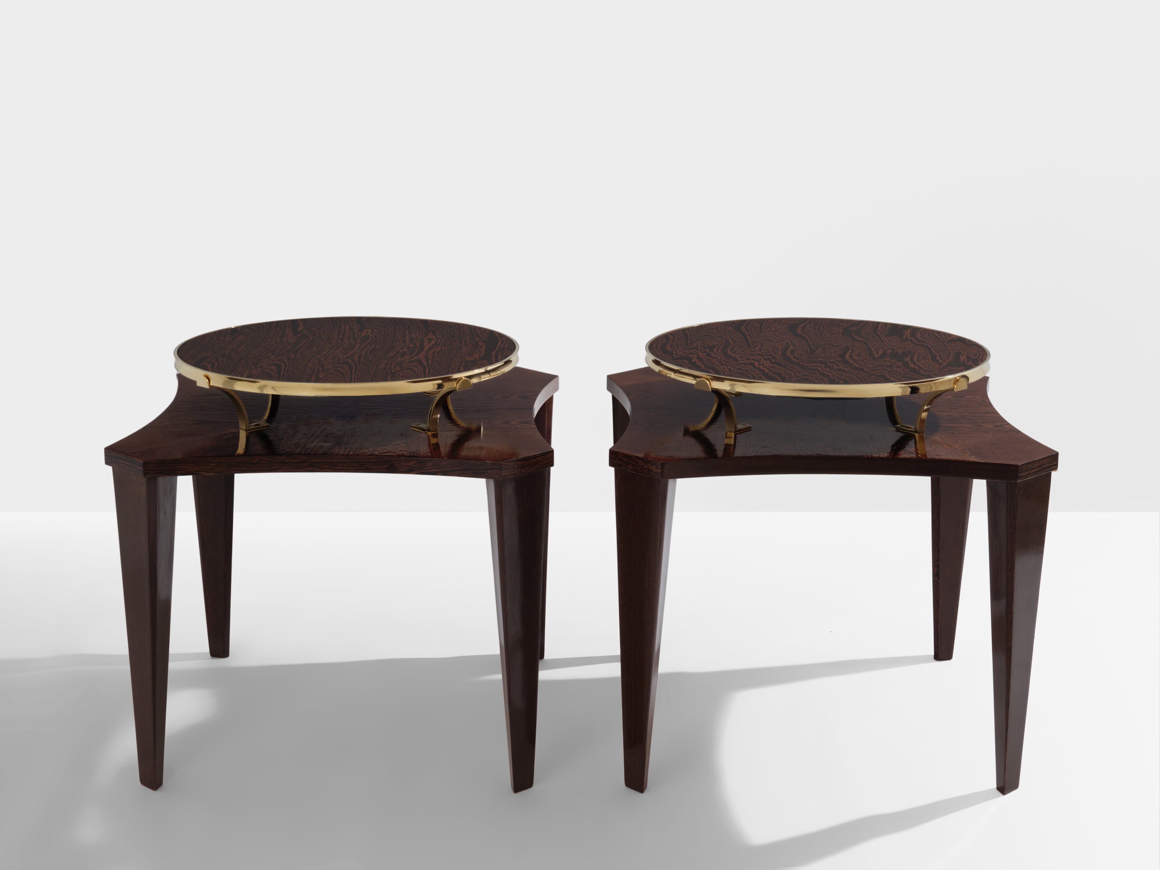 Alberto Pinto pair of wengé and brass side tables 1990s – Maison Cedric
