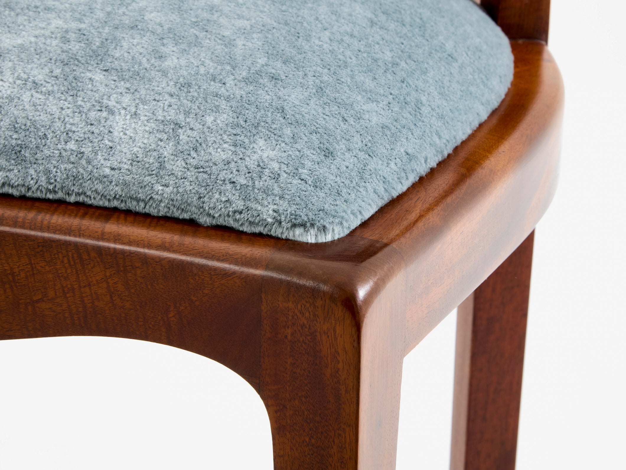 Paul T. Frankl pair of side chairs curly walnut mohair velvet 1933