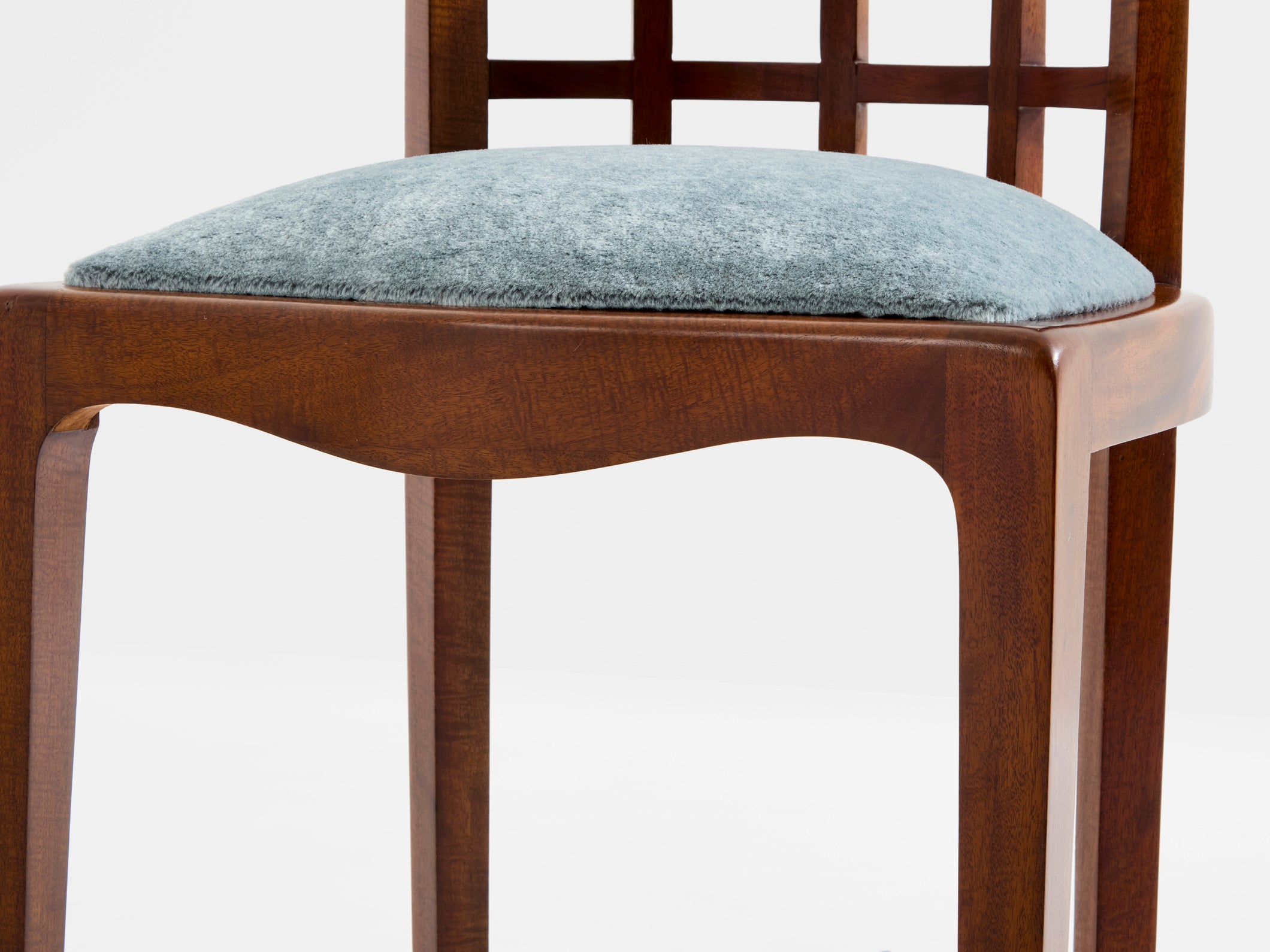 Paul T. Frankl pair of side chairs curly walnut mohair velvet 1933