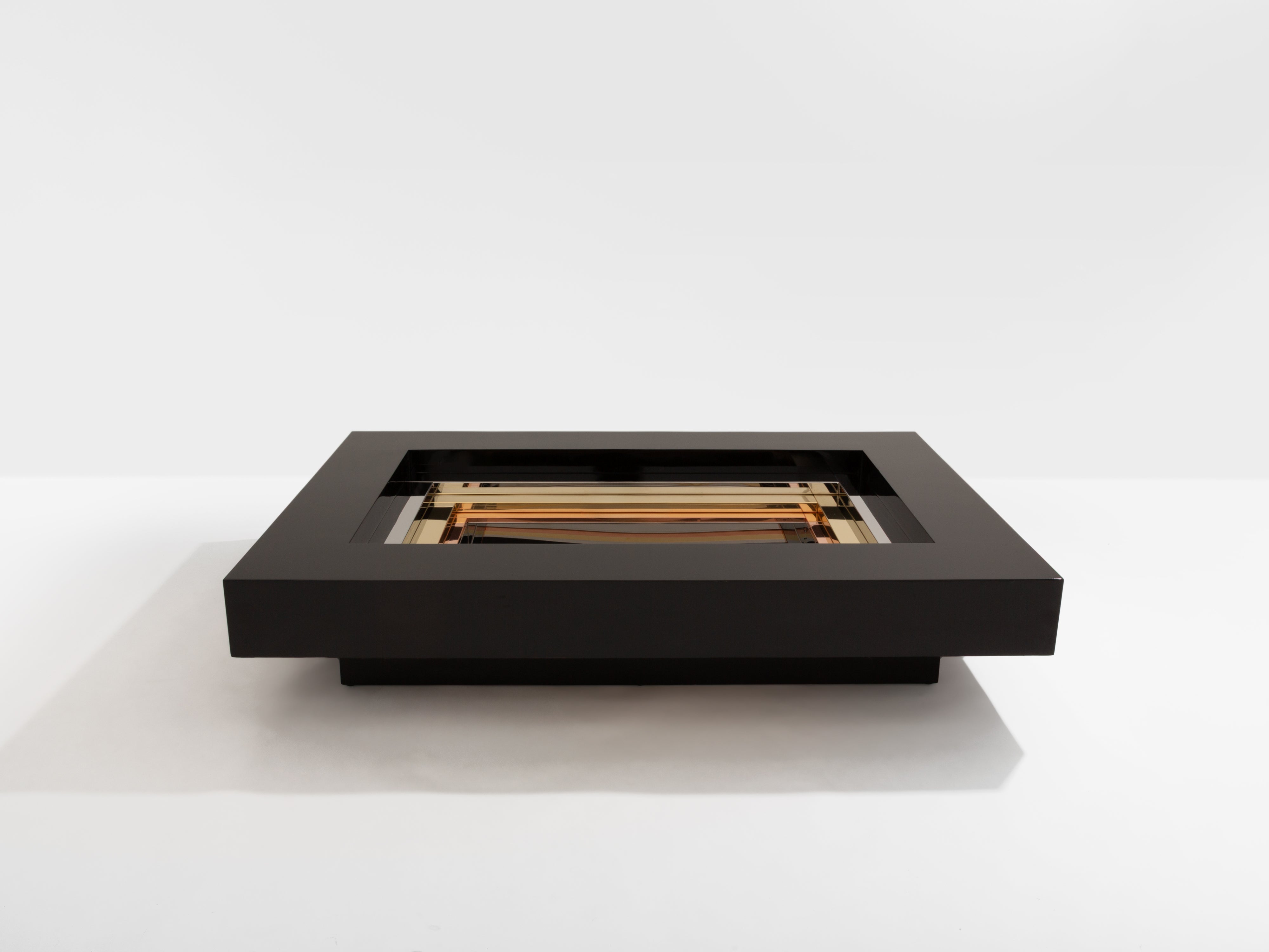 Alain Delon for Maison Jansen brass chrome lacquered coffee table 1972