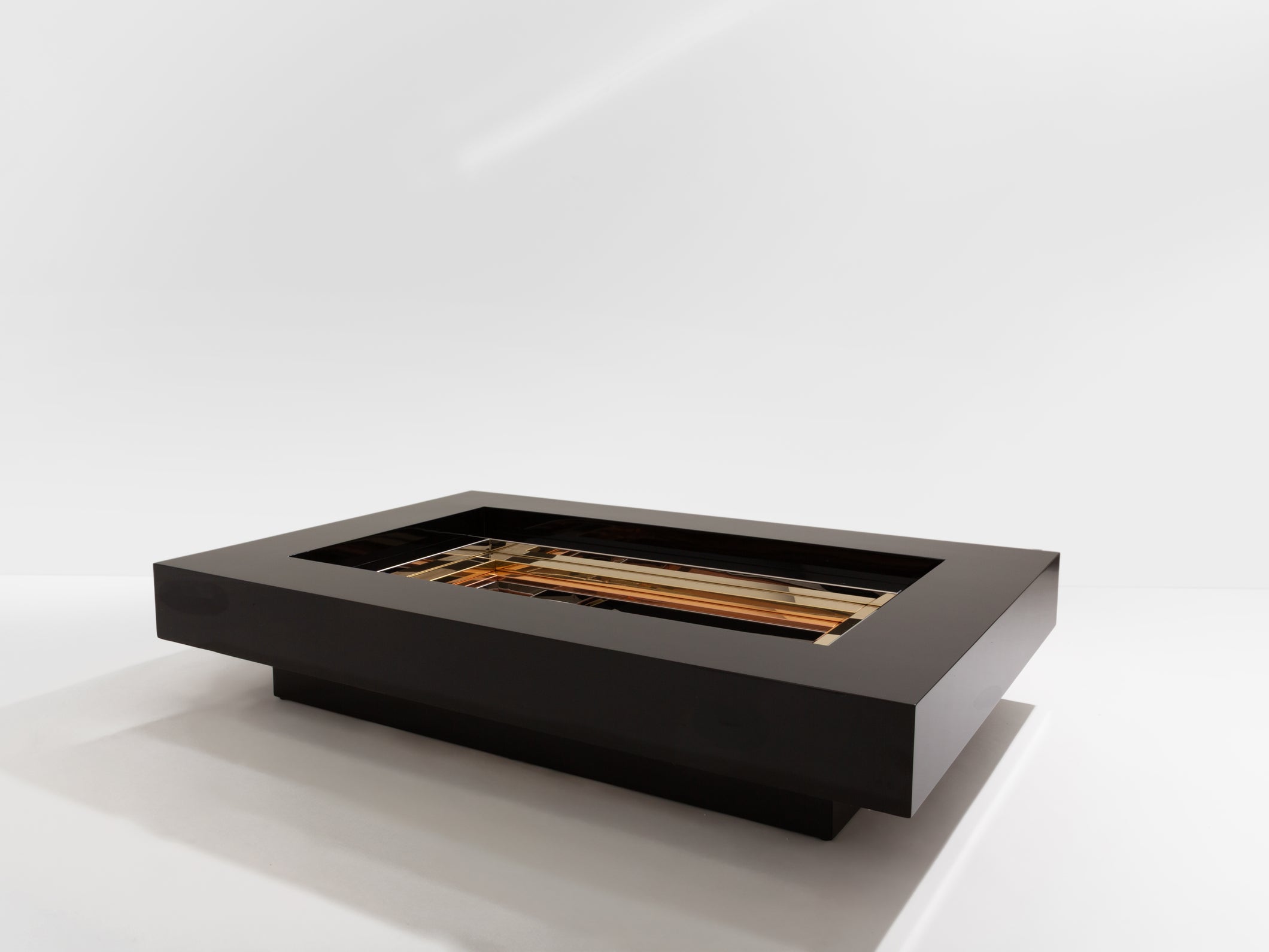 Alain Delon for Maison Jansen brass chrome lacquered coffee table 1972