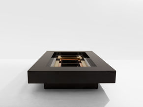 Alain Delon for Maison Jansen brass chrome lacquered coffee table 1972