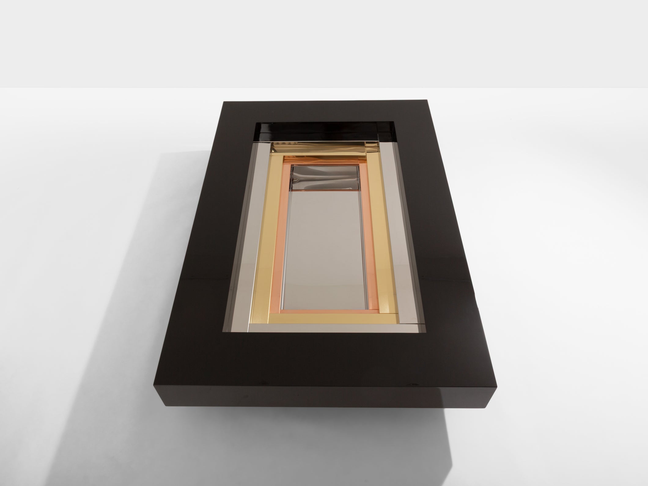 Alain Delon for Maison Jansen brass chrome lacquered coffee table 1972