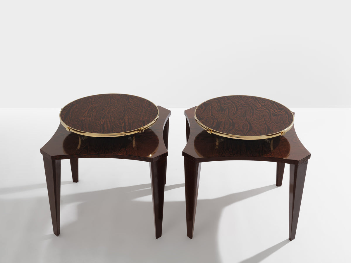 Alberto Pinto pair of wengé and brass side tables 1990s – Maison Cedric