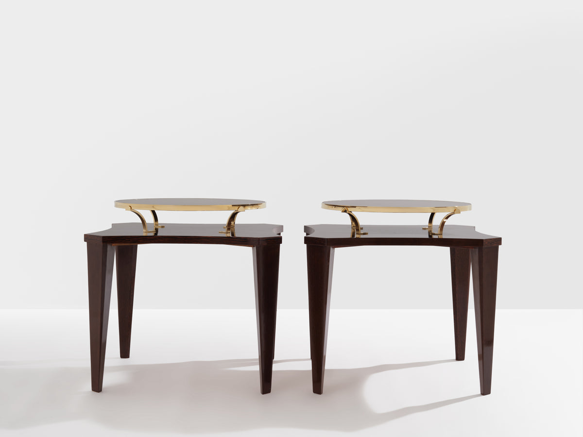 Alberto Pinto pair of wengé and brass side tables 1990s – Maison Cedric