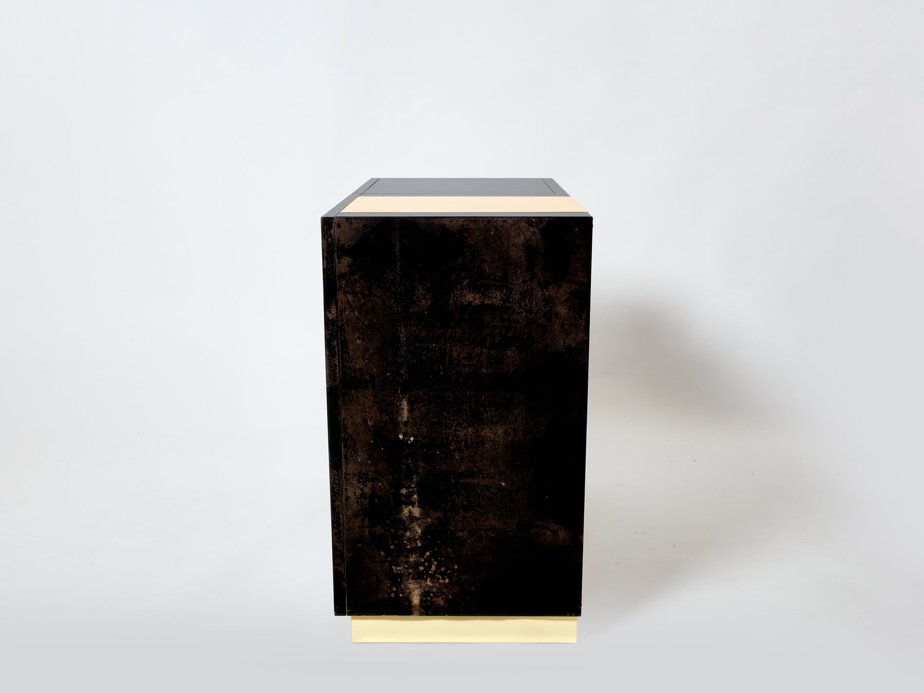Aldo Tura brown goatskin parchment brass cabinet bar 1960s