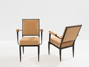 André Arbus attr. fauteuils néoclassiques métal bronze velours 1940