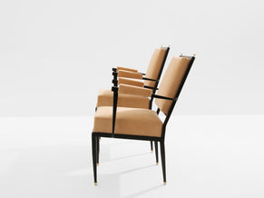 André Arbus attr. fauteuils néoclassiques métal bronze velours 1940