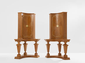 Paire de consoles d’encoignure chêne bronze attr. André Arbus 1940