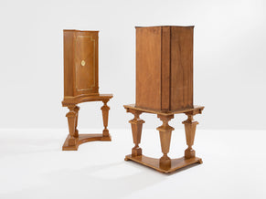 Paire de consoles d’encoignure chêne bronze attr. André Arbus 1940