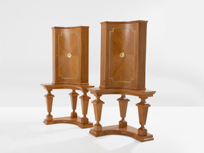 Paire de consoles d’encoignure chêne bronze attr. André Arbus 1940