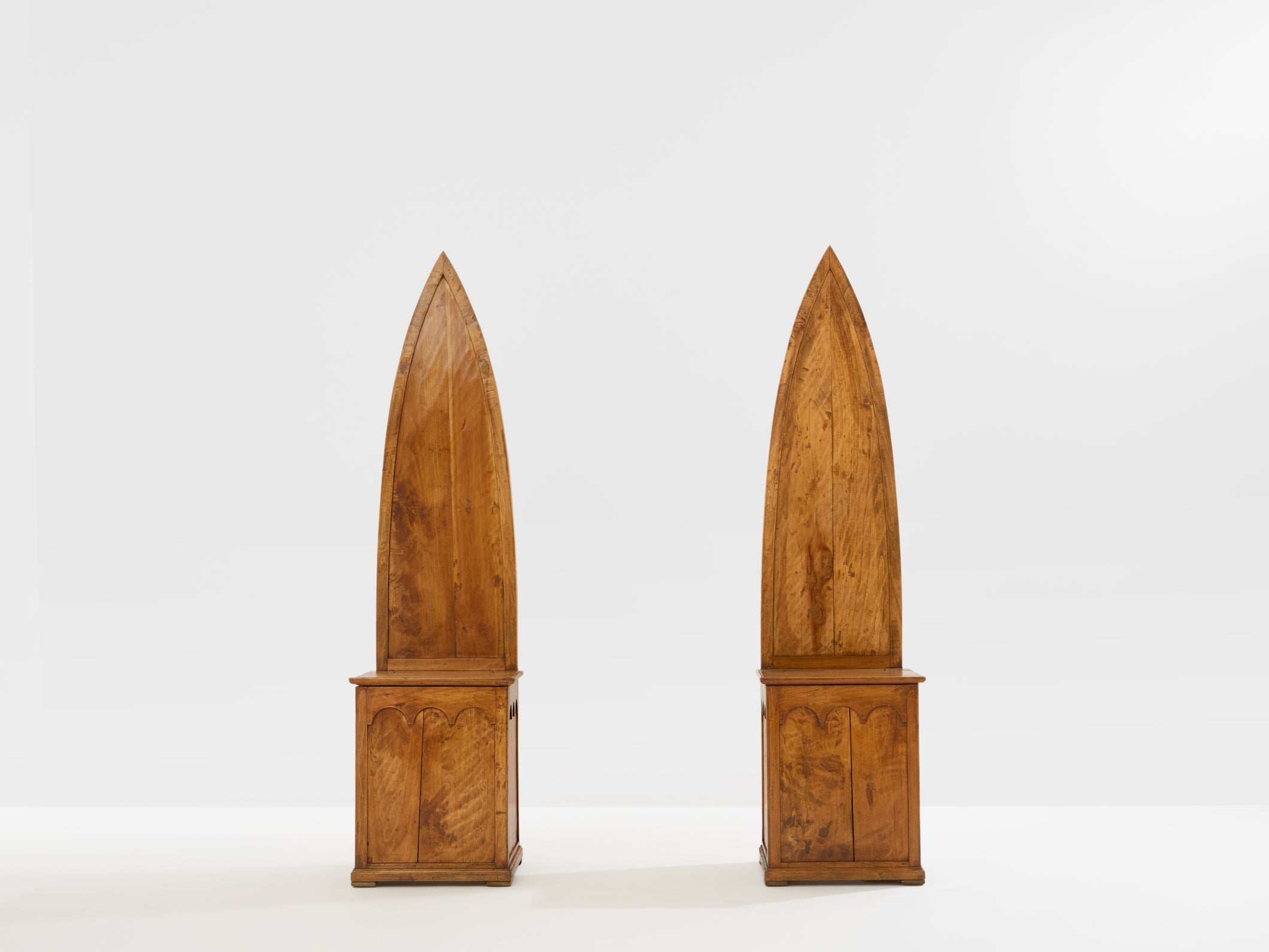 Andrea Salvetti pair of neo-gothic chairs solid pine 1994