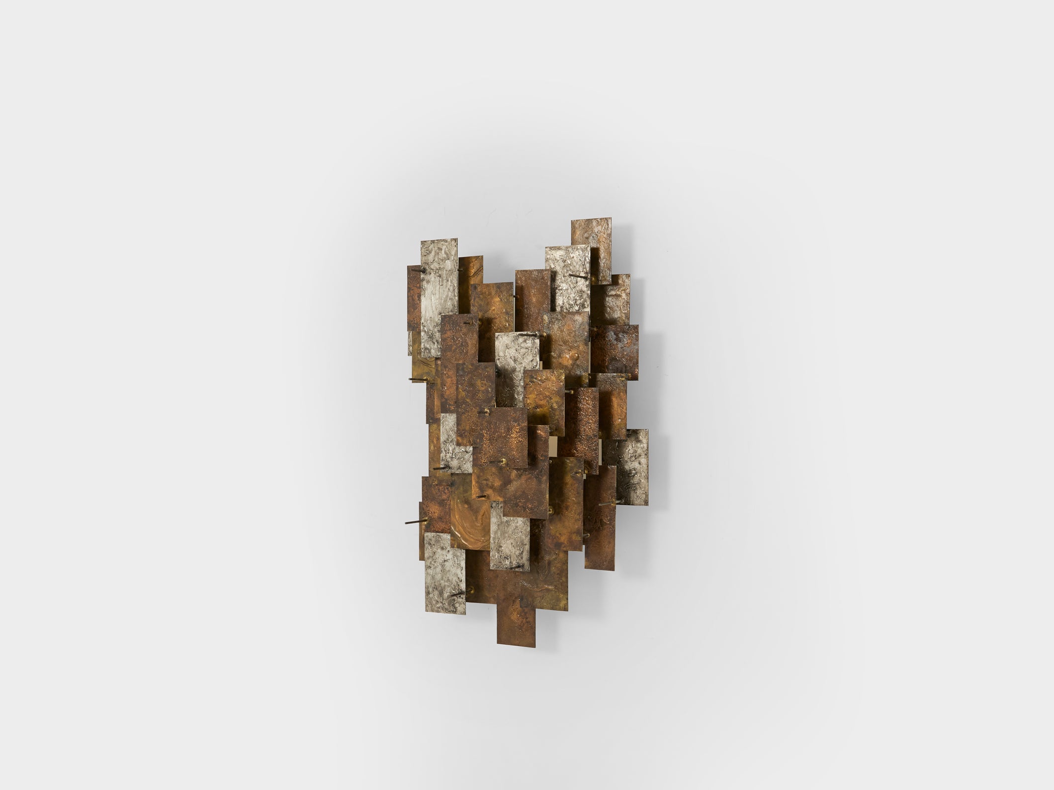 Auguste fix patinated metal wall light sculpture 1970s
