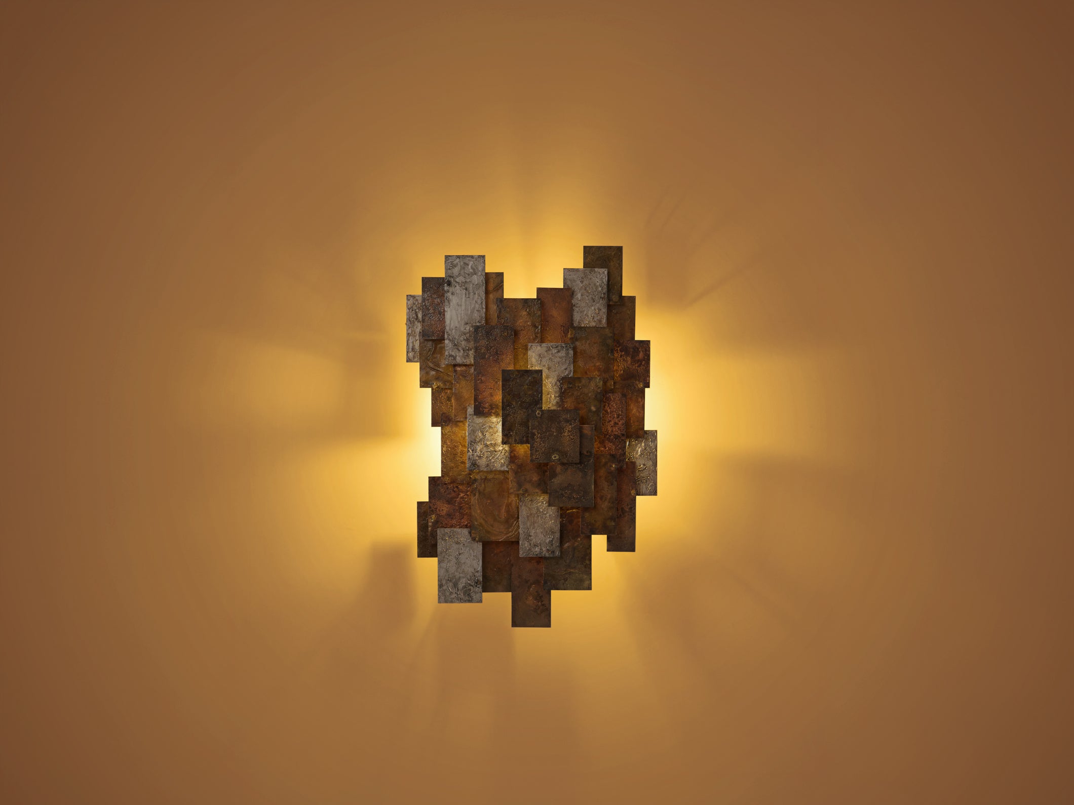 Auguste fix patinated metal wall light sculpture 1970s