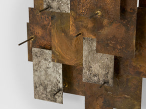 Auguste fix patinated metal wall light sculpture 1970s