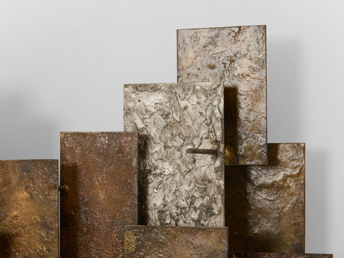 Auguste fix patinated metal wall light sculpture 1970s