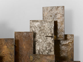 Auguste fix patinated metal wall light sculpture 1970s