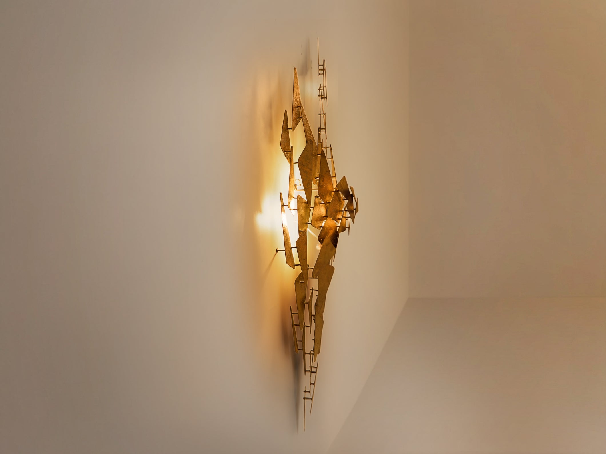 Auguste fix patinated metal wall light sculpture 1970s