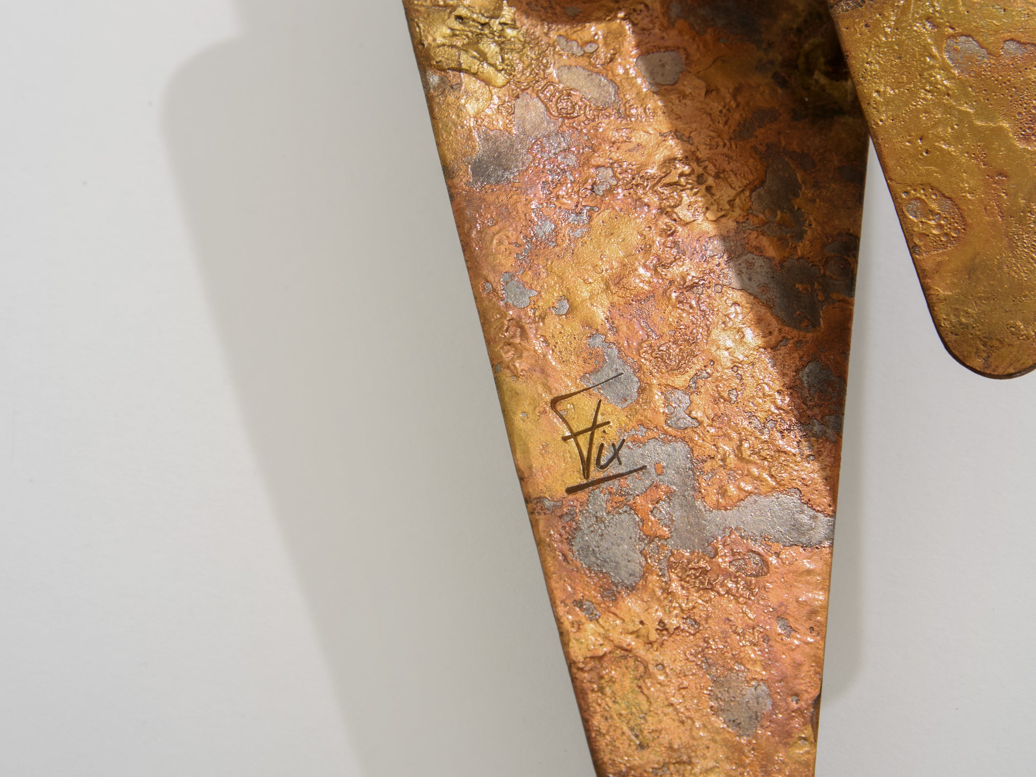 Auguste fix patinated metal wall light sculpture 1970s