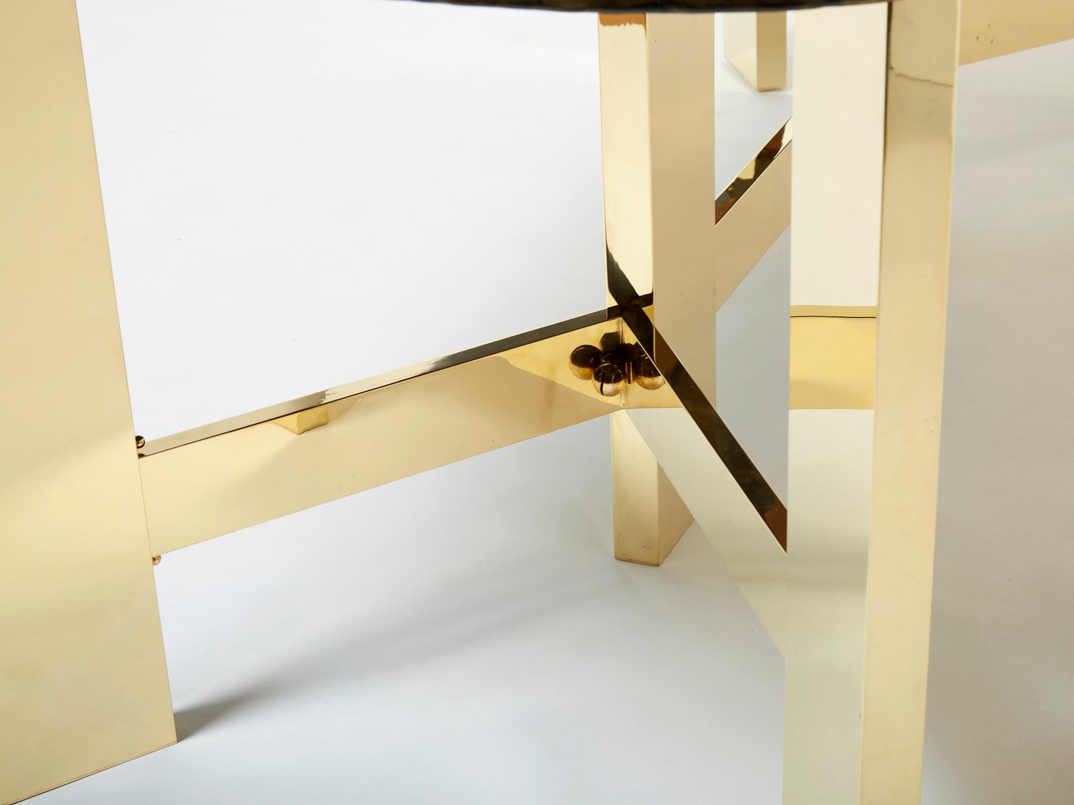Belgian brutalist resin and brass dining table 1970