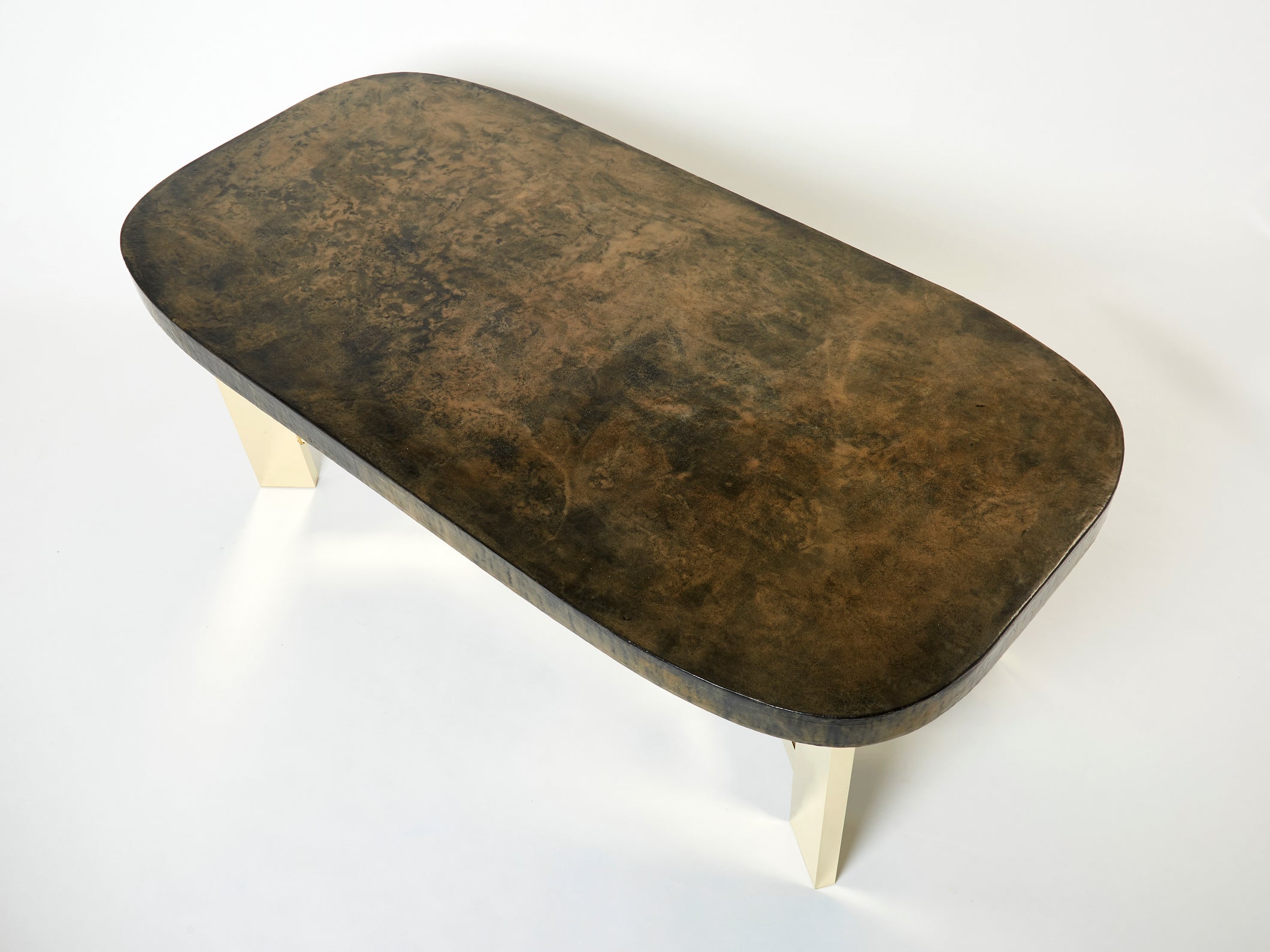 Belgian brutalist resin and brass dining table 1970
