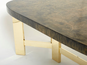 Belgian brutalist resin and brass dining table 1970