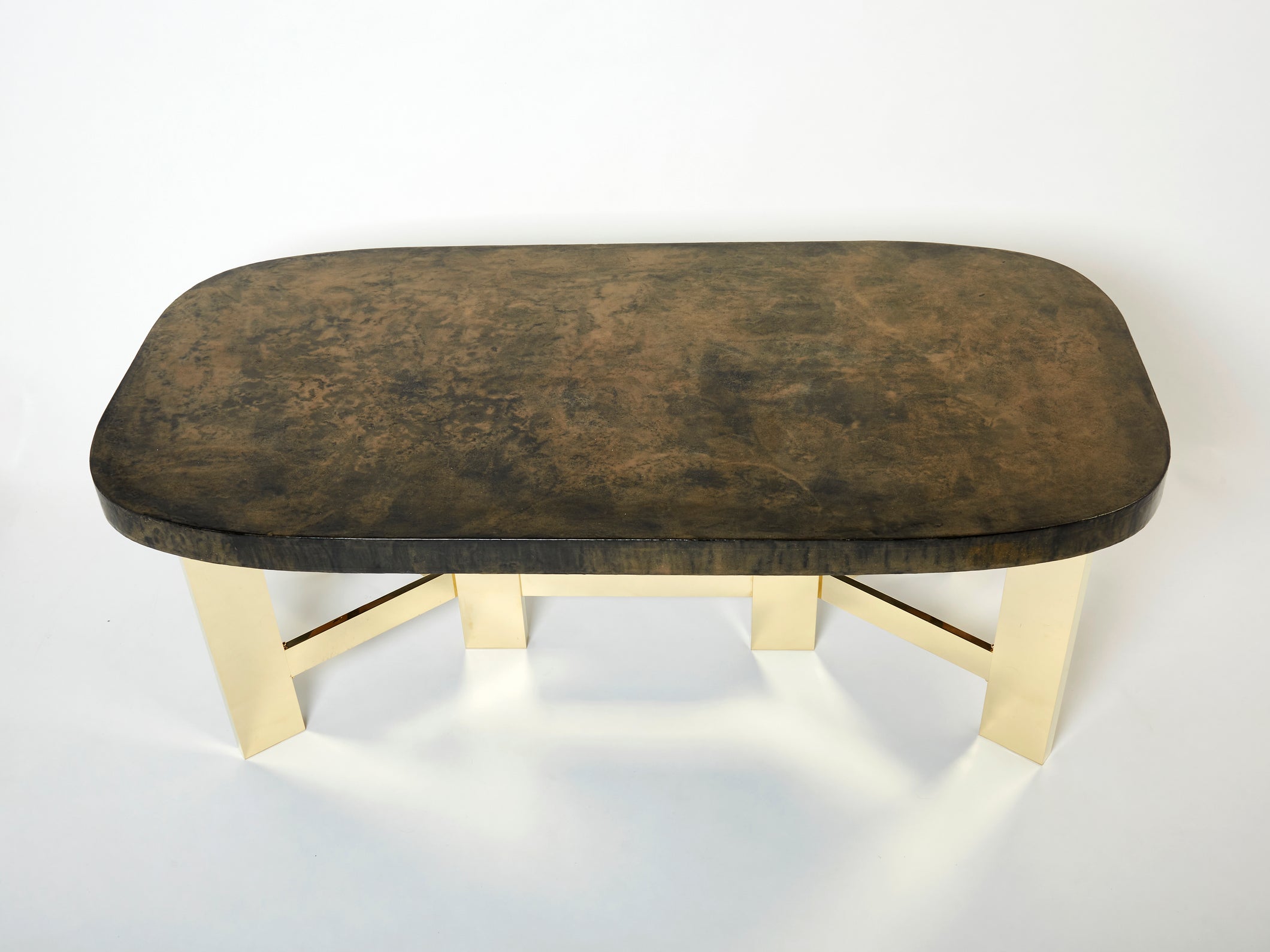 Belgian brutalist resin and brass dining table 1970