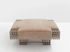 Large bench ottoman by Carla Sozzani in Milan mohair velvet 1990s