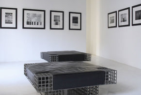 Large bench ottoman by Carla Sozzani in Milan mohair velvet 1990s