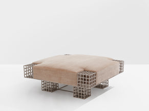 Large bench ottoman by Carla Sozzani in Milan mohair velvet 1990s