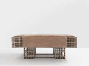 Large bench ottoman by Carla Sozzani in Milan mohair velvet 1990s