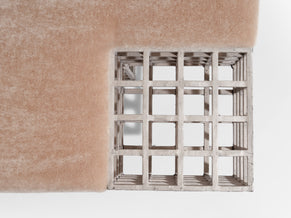 Large bench ottoman by Carla Sozzani in Milan mohair velvet 1990s