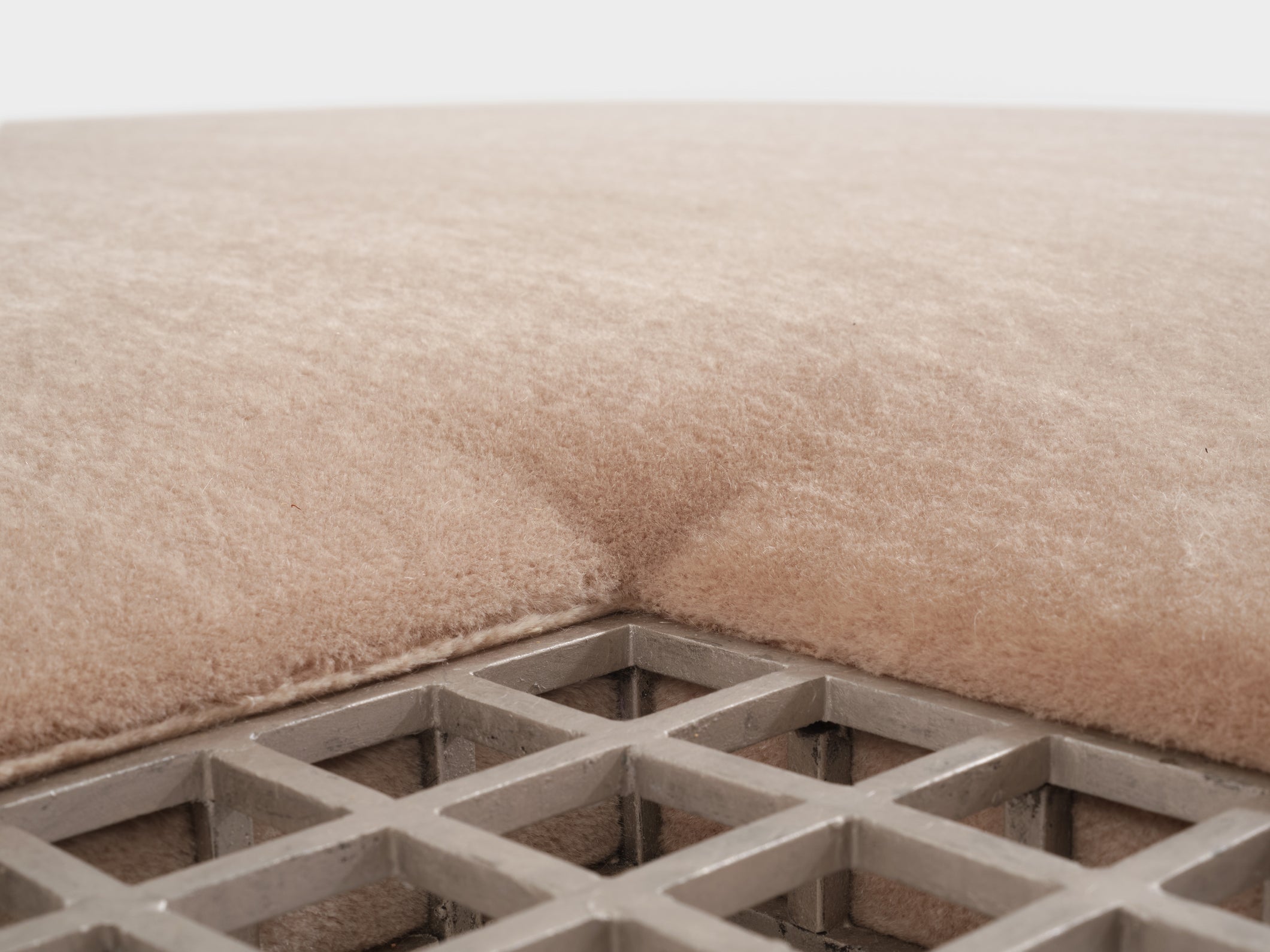 Large bench ottoman by Carla Sozzani in Milan mohair velvet 1990s