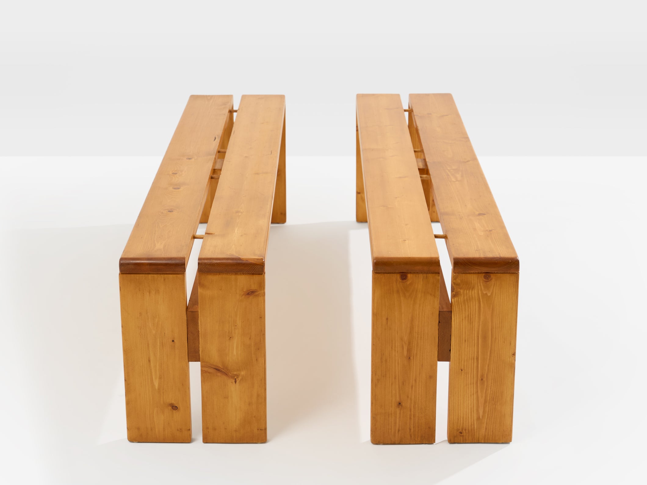 Charlotte Perriand pine benches Les Arcs 1970s
