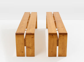 Charlotte Perriand pine benches Les Arcs 1970s