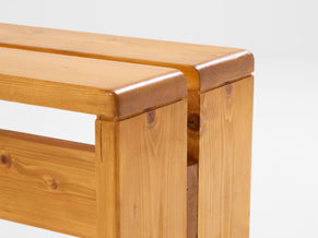 Charlotte Perriand pine benches Les Arcs 1970s