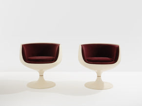 Eero Aarnio paire de chaises Cognac velours d'alpaga 1967