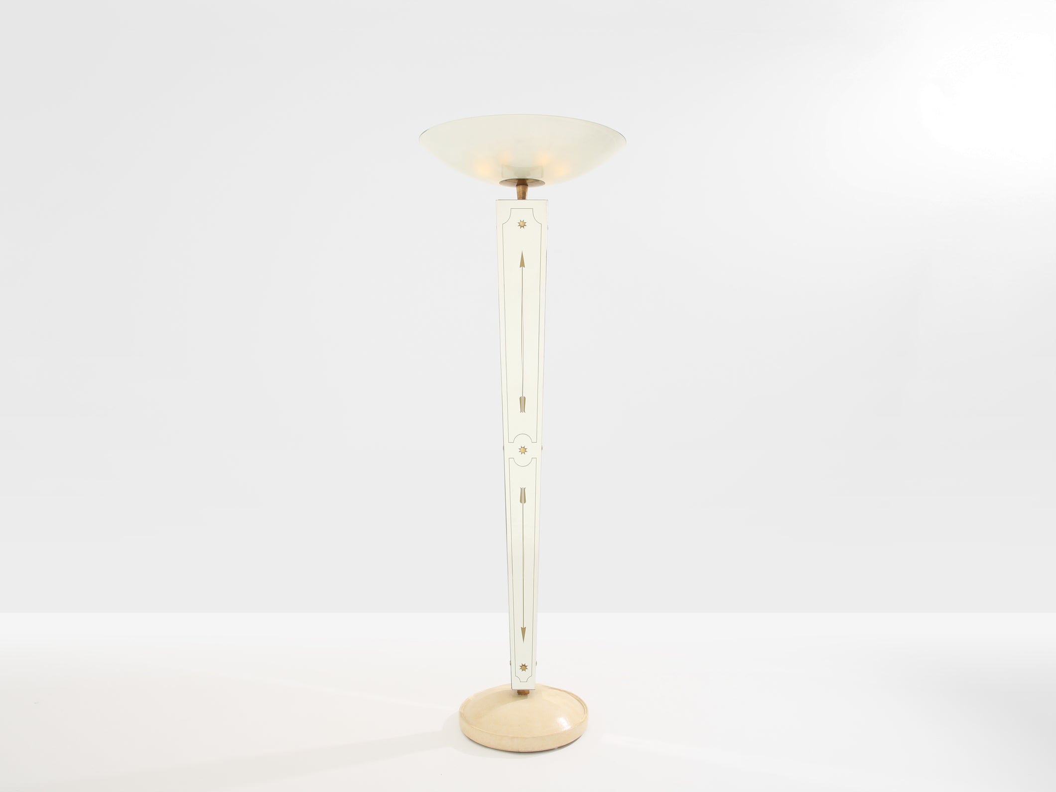 Emilio Lancia mirrored painted wood brass floor lamp 1940