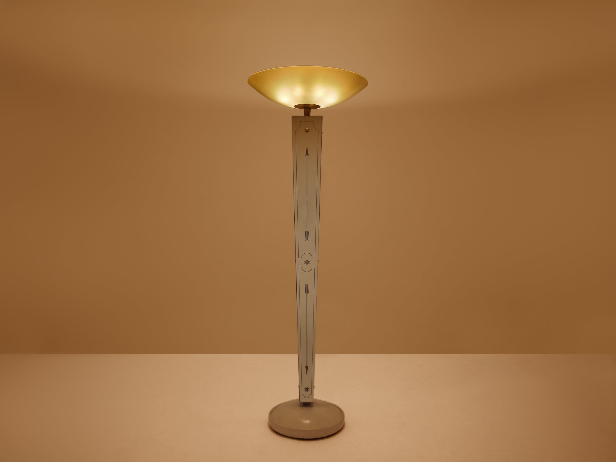 Emilio Lancia mirrored painted wood brass floor lamp 1940