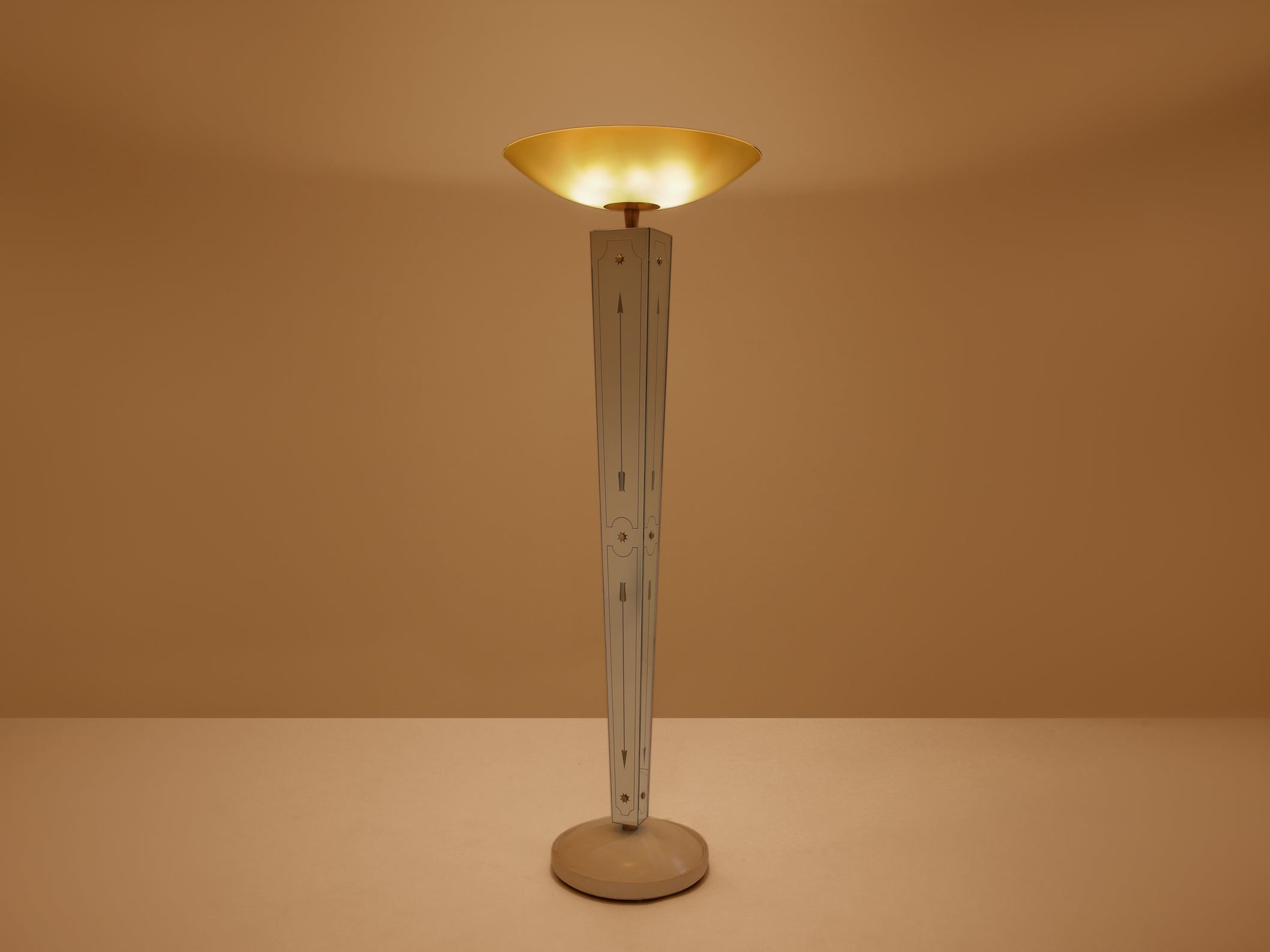 Emilio Lancia mirrored painted wood brass floor lamp 1940