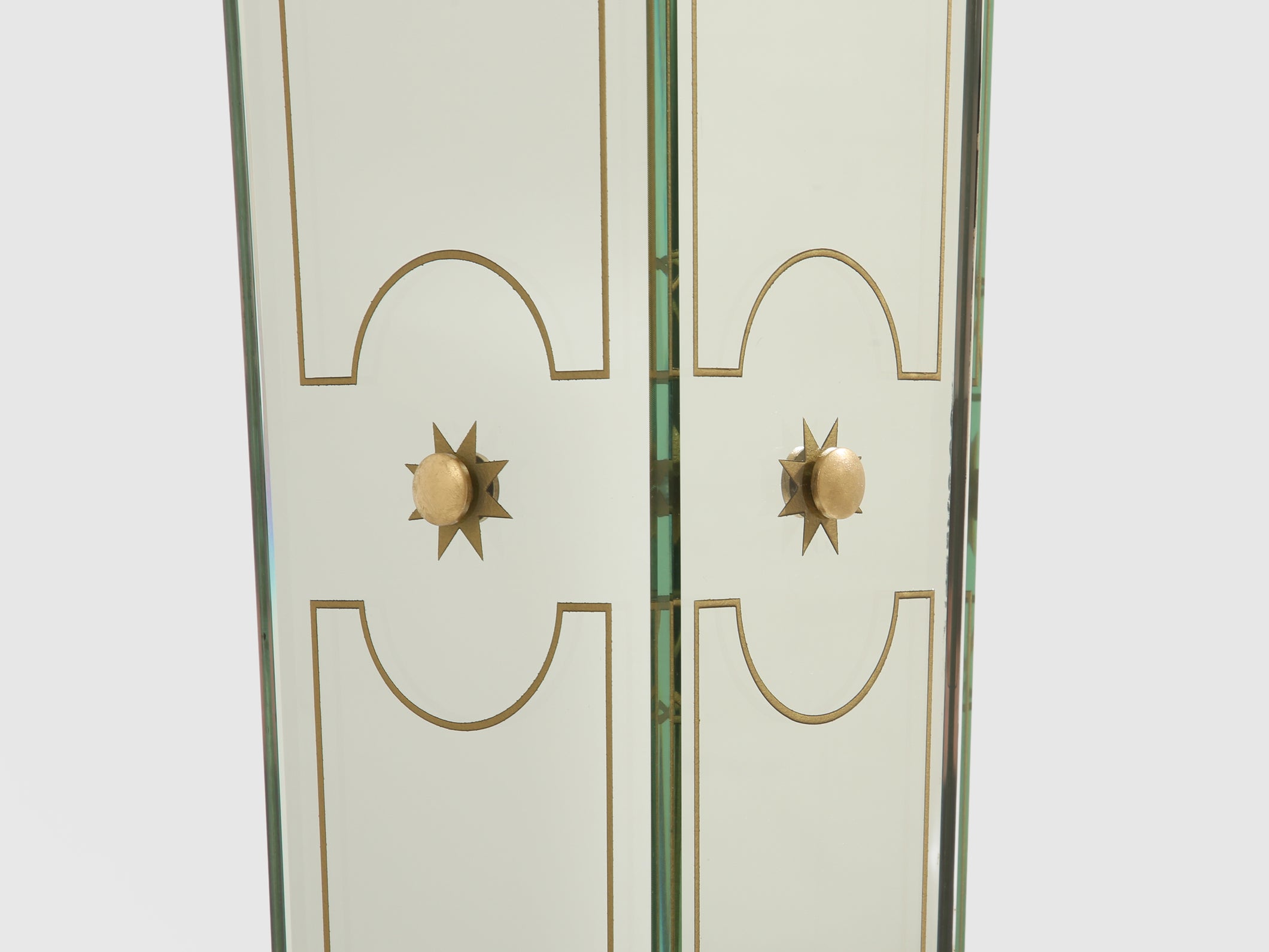 Emilio Lancia mirrored painted wood brass floor lamp 1940