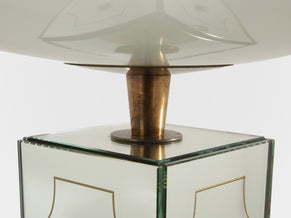 Emilio Lancia mirrored painted wood brass floor lamp 1940