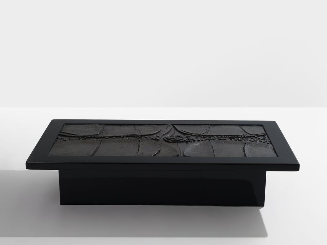 Belgian brutalist ceramic lacquer coffee table Erik Deforce 1977