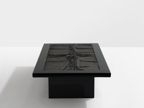 Table basse brutaliste Belge laque céramique Erik Deforce 1977