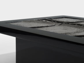 Table basse brutaliste Belge laque céramique Erik Deforce 1977