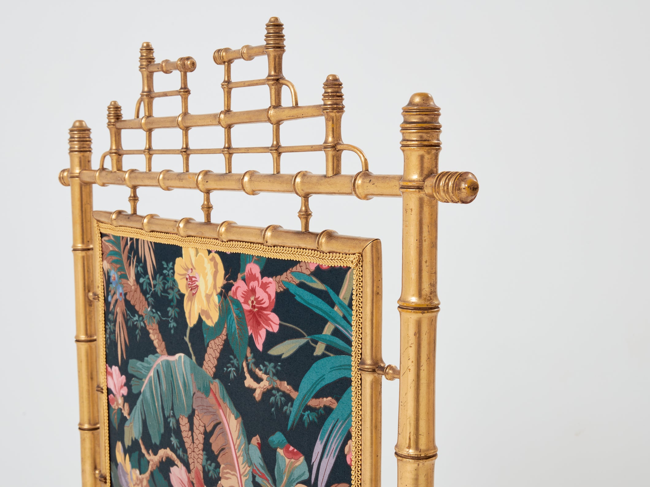 Faux bamboo giltwood French decorative firescreen 1960s