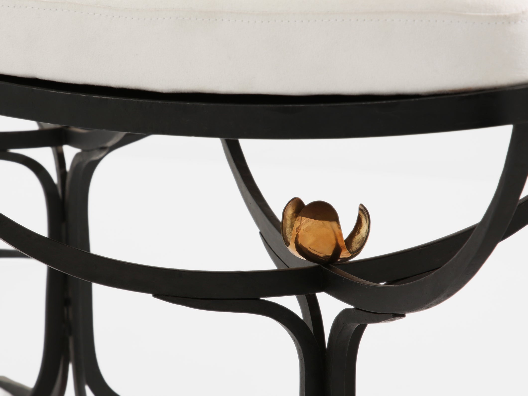 French brutalist wrought iron alcantara set of 6 chairs 1990