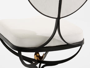 French brutalist wrought iron alcantara set of 6 chairs 1990