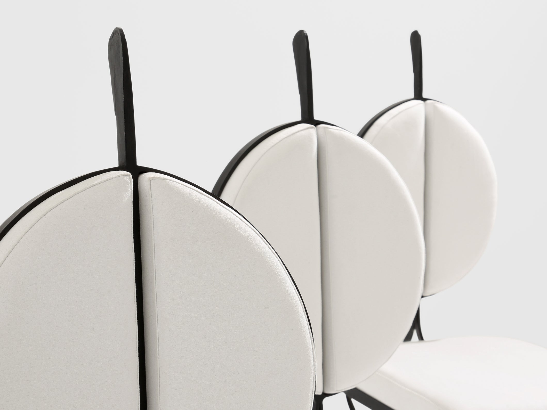 French brutalist wrought iron alcantara set of 6 chairs 1990