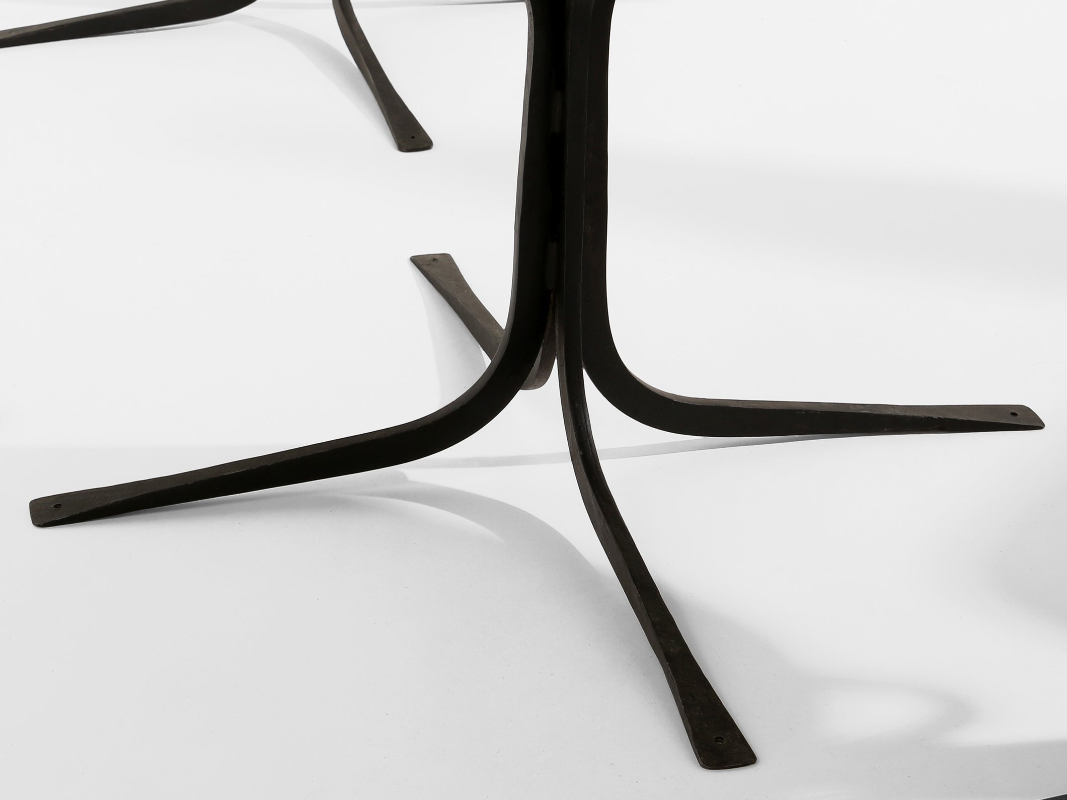 French brutalist wrought iron alcantara set of 6 chairs 1990